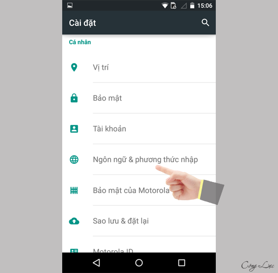 chọn ng&ocirc;n ngữ v&agrave; phương thức nhập